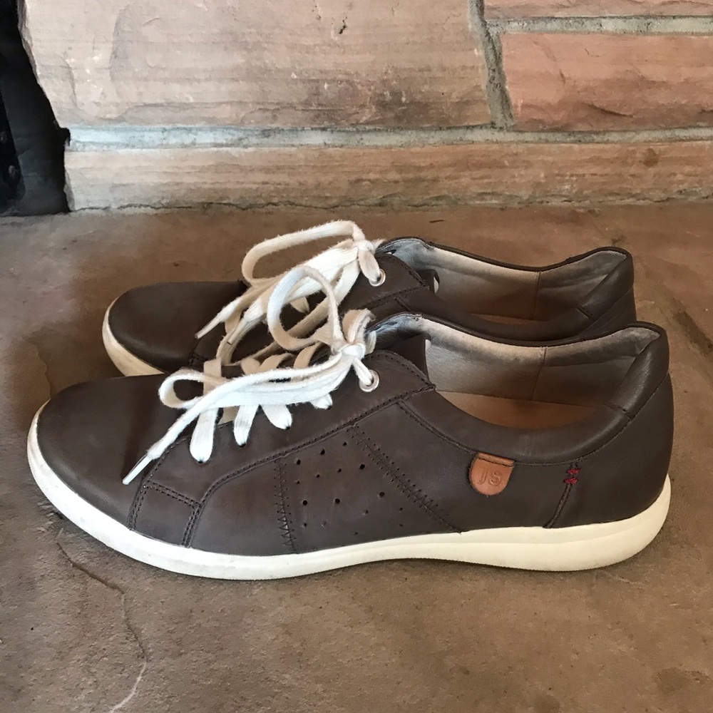 Josef Seibel Caren Grigio Gray Leather Lace Up Fashion Comfort Sneaker